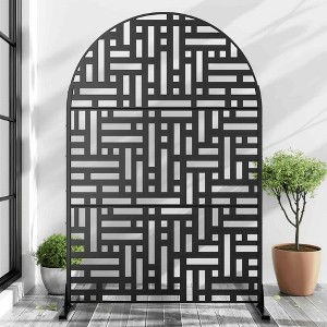 Lirago Arched Outdoor Privacy Screen Patio Decorative Screens 72"x47" Black - 1 of 4