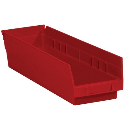 Box Partners Plastic Shelf Bin Boxes 17 7/8" x 4 1/8" x 4" Red 20/Case BINPS111R