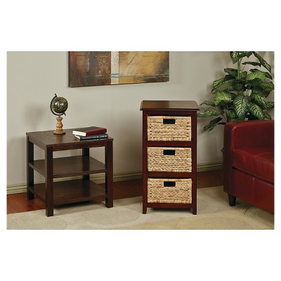 Seabrook ThreeTier Storage Unit with Espresso and Natural Baskets - OSP Home Furnishings