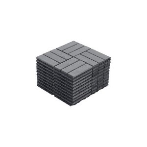 Dolonm 12" x 12"  20 PCS Interlocking Deck Tiles Checker Pattern,  Square Light Gray Acacia Hardwood Outdoor Flooring for Patio - 1 of 4
