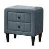 Royal Hampton Nightstand, 2 Drawer, 22 Inch Slate Gray Brushed Linen Upholstery - 3 of 4