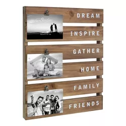 18" x 14" Inspirational Wood Clip Collage 4x6 Photo Frame Brown - Stonebriar Collection