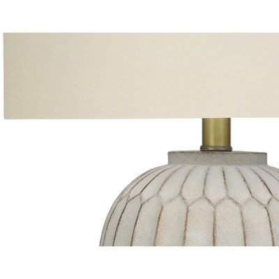 Cream Resin Table Lamp with Ivory Linen Shade