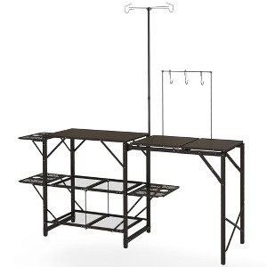 Folding Camp Kitchen, Camping Table Cooking Station with Adjustable Lamp Stand - 1 of 4
