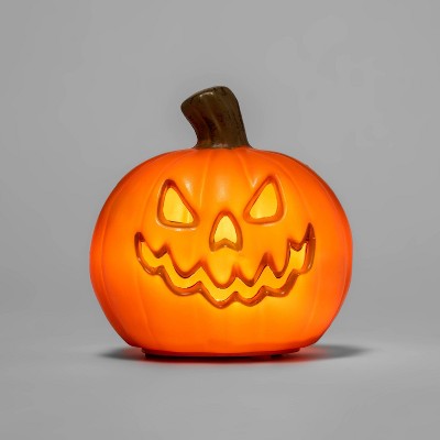5&#34; Light Up Pumpkin with Scary Happy Face Orange Halloween Decorative Prop - Hyde &#38; EEK! Boutique&#8482;
