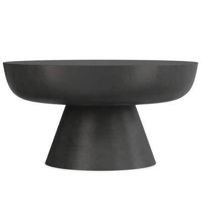 30" Cast Aluminum Round Pedestal Coffee Table, Nickel Finish, Ideal for Living Room or Family Room
