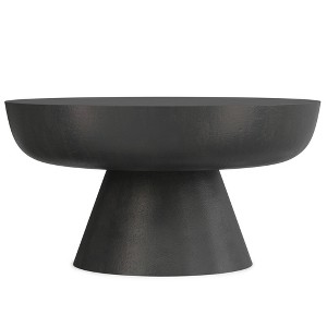 30" Cast Aluminum Round Pedestal Coffee Table, Nickel Finish, Ideal for Living Room or Family Room - 1 of 4