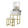 19.7" White & Gold Makeup Vanity Desk Set with LED Mirror - 3 of 4