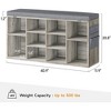 Shoe Bench with Cushion, Ten Cubbies Storage Bench with Adjustable Shelves, Cubby Seat Shoe Cabinet for Entryway Living Room Hallway Bedroom Dorm - 3 of 4