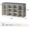 Shoe Bench with Cushion, Ten Cubbies Storage Bench with Adjustable Shelves, Cubby Seat Shoe Cabinet for Entryway Living Room Hallway Bedroom Dorm - image 3 of 4