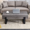 NicBex Modern Rectangle Coffee Table with Black Metal Legs,Wooden Center Table for Living Room,Living Room Furniture - 3 of 4