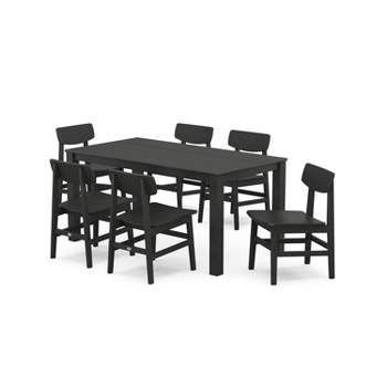 POLYWOOD 7pc Modern Studio Urban Chairs and Parsons Table Outdoor Patio Dining Set