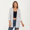 Anna-Kaci Women's 3/4 Sleeve Open Front Lace Cardigan with Floral Crochet Detailing - 2 of 4