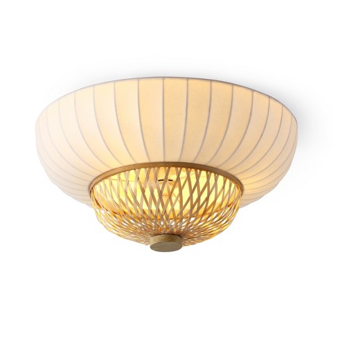 VidaLite Hikari Flush Mount: UL Listed, 3-Light Silk Shade, Bamboo & Aluminum Body, 60W E26 - image 1 of 4