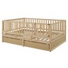 YOOCOZZ Full Size Wood Daybed with Fence Guardrails and 2 Drawers, Split into Independent Floor Bed & Daybed - 3 of 4