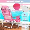 Tangkula 2PCS Folding Backpack Lay Flat Beach Chairs Table Set 5-Position Outdoor Reclining Chair Hot Pink - 4 of 4