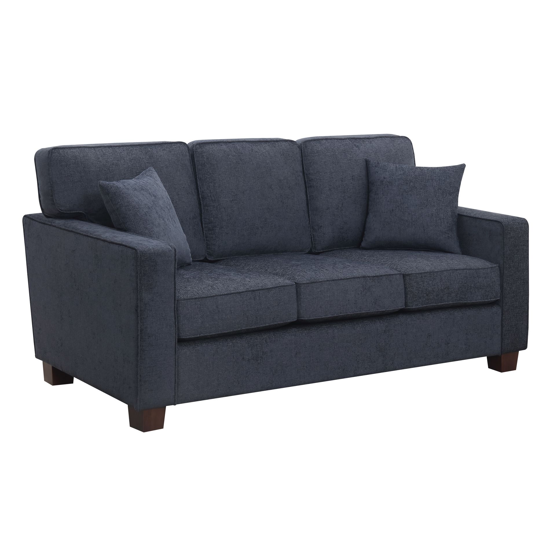 Russell 3 Seater Sofa Navy - OSP Home Furnishings: Mid-Century Modern, Polyester Upholstery, Wood Frame