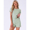 INSPIRE CHIC Women's Ribbed Knit Soft Short Sleeve Top and Shorts Ruffled Lounge Set Pajama Set with Pocket - 2 of 4