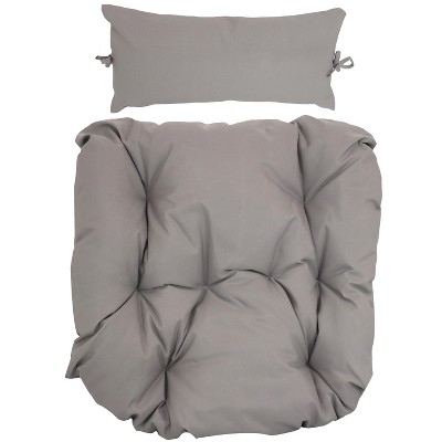 Sunnydaze Outdoor Replacement Danielle Hanging Egg Chair Cushion and Headrest Pillow Set - Gray - 2pc