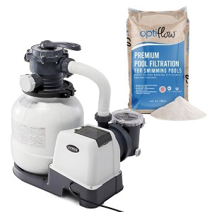 Intex 26645EG Krystal Clear 2100 GPH Sand Filter Pump for Above Ground Pools Bundled with OptiFlow Premium Pure Silica Filter Sand, 50 lb Bag - 1 of 4