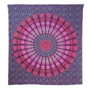 HomeRoots 92" X 84" Pink Red And Purple Mandala Cotton Hanging Tapestry - 1 of 4