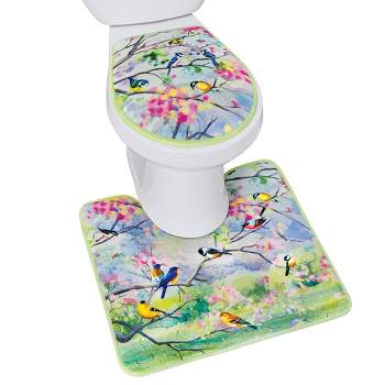 Collections Etc Colorful Birds on Branch 2-Piece Commode Set SET