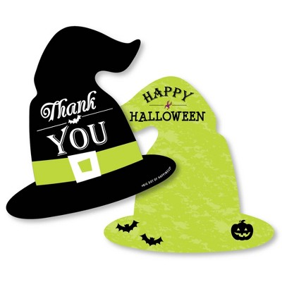 Big Dot of Happiness Happy Halloween - Shaped Thank You Cards - Witch Party Thank You Note Cards with Envelopes - Set of 12