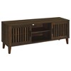 60" Melamine Engineered Wood TV Stand with 2 Slatted Doors, Rustic Charm and Additional Shelving for Living Room - 2 of 4