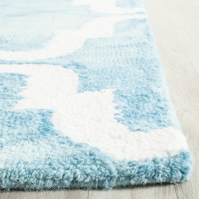 Ivory and Turquoise Hand-Tufted Wool Area Rug