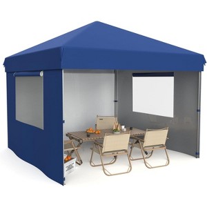 10x10 Pop Up Canopy with 3 Removable Sidewalls, Beach Tent - UV Protection, Outdoor Gazebo with 1-Button Push, Outdoor Sun Shade Events - 1 of 4