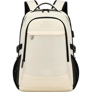 Summit Adventure Water-Resistant 17-Inch Laptop Backpack for Travel &  College  with USB Charging Port Beige-a 17Inch