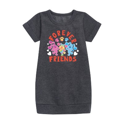- Blue's Clues & You! - Magenta & Blue Graphic Short Sleeve Fleece Dress
