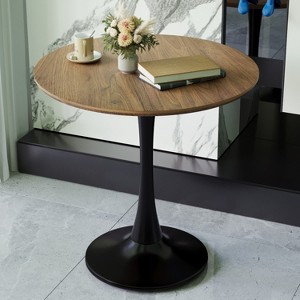 Airsurfer 31.5'' Walnut color Round Dining Table, Tulip Table Kitchen Dining Table with MDF Table Top & Pedestal Base, Office Living Room Coffee Table - 1 of 4