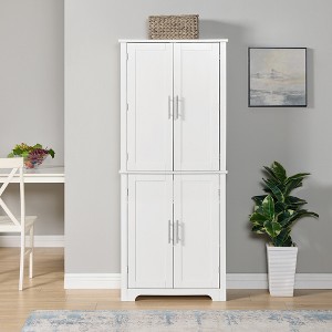 AndMakers White Wood 15 in. Pantry Cabinet with Shelve and Storage - 1 of 4