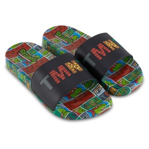 Mens Teenage Mutant Ninja Turtles Slide Sandals - TMNT Shoes - Michaelangelo, Raphael, Donatello, and Leonardo Slides - 1 of 4