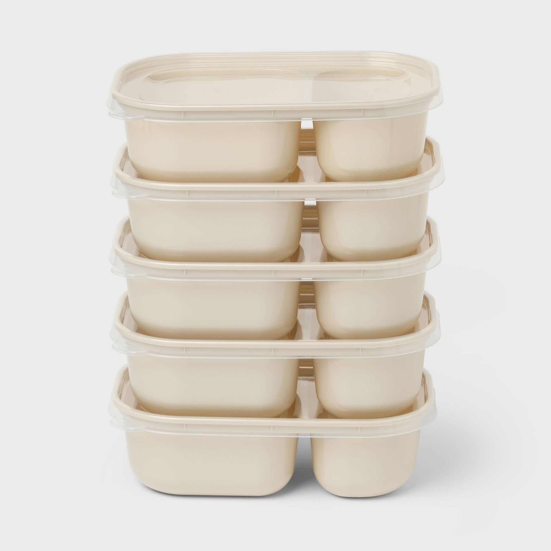 10pc (Set of 5) Divided Plastic Meal Prep Food Storage Container Set - Room Essentials™