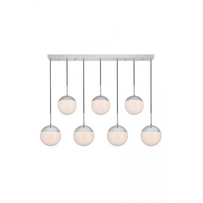 Elegant Lighting Eclipse 7 Lights Chrome Pendant With Frosted White Glass