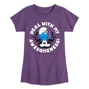 Girls' - Smurfs - Deal Awesomeness Fitted Short Sleeve Graphic T-Shirt - 1 of 3
