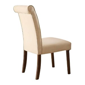 Set of 2 19" Gasha Dining Chairs Beige Linen/Walnut - Acme Furniture: Armless, Button Tufted, Wood Legs - 1 of 4
