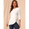 Allegra K Women's 3/4 Sleeve Round Neck Button Decor Casual Stretchy Tunic Tops - 2 of 4