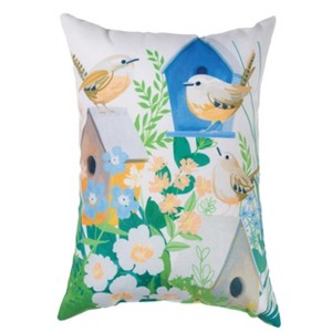 Manual Woodworkers & Weavers Wrens Bird Motif Climaweave Pillow 13×18 inch - 1 of 3