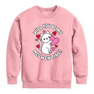 Boys' - Instant Message - Valentine's Day Be My Meowentine Graphic Long Sleeve Fleece Sweatshirt - 1 of 3