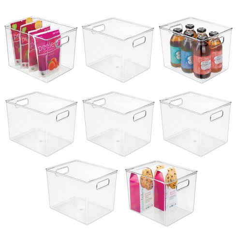 8 Pack Food Storage Organizer Bins, Clear Plastic Bins for Pantry