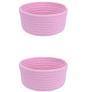 REGALWOVEN Home Decor Entryway Desk Key Tray Round Woven Storage Basket 2 Pcs - 1 of 4