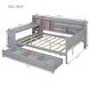 Full Size Platform Daybed, Bed with Desk and USB Ports, Storage Bed with 3 Storage Drawers and Side Shelves, Pine Wood Frame Bed-Baofuwish - 4 of 4