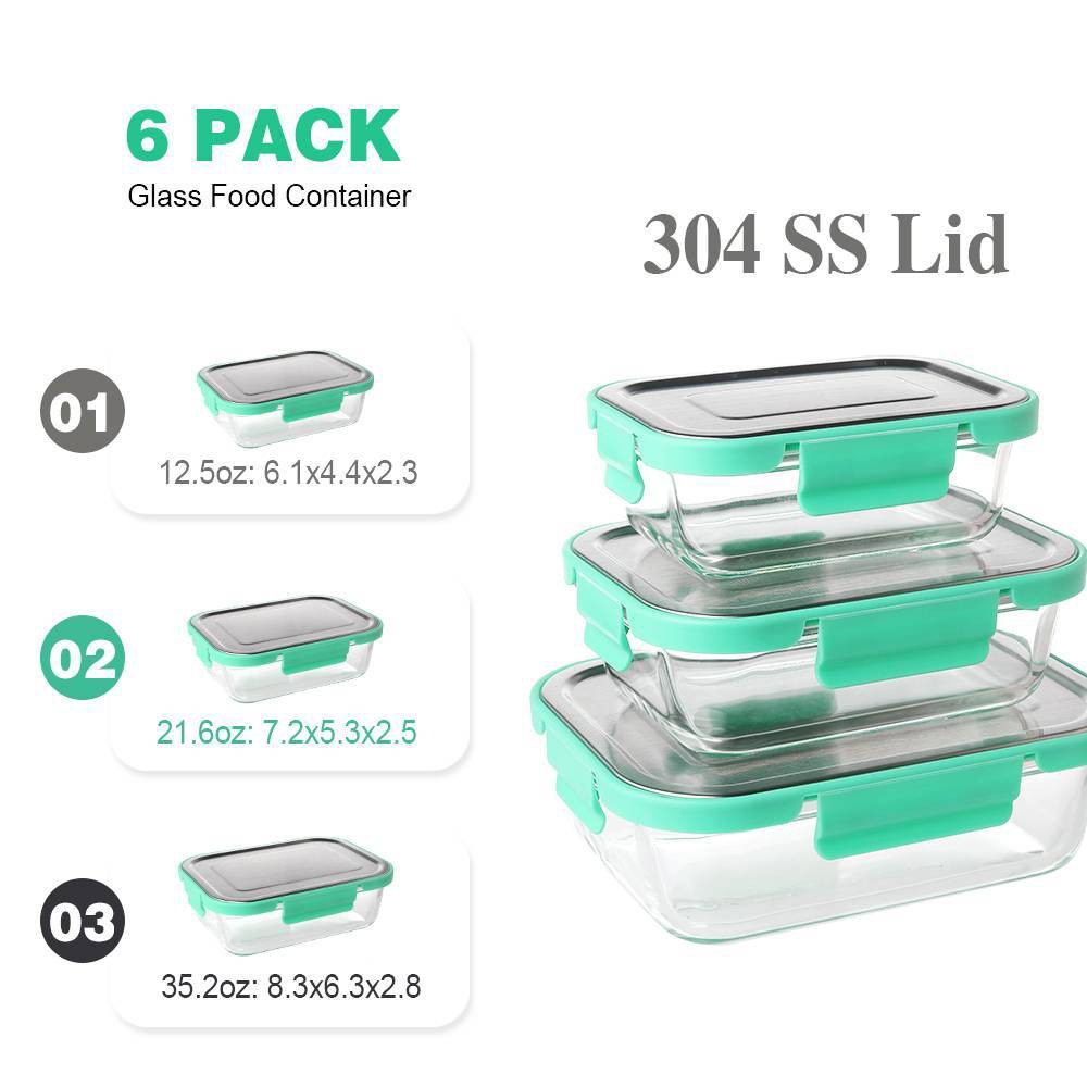 Photos - Food Container Delight King 6pc High Borosilicate Glass Food Storage Containers with Stai