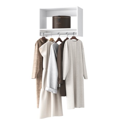 20 in.-34 in. Walk-ln Tower Unit Wall-mounted Wood Closet System, Hanging Rod, Bedroom