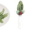 C&F Home "Happy Holidays" Sentiment with Pinecone Accents Hand painted White Oval Dolomite Serving Tray with Spreader, Hostess Gift - 2 of 4