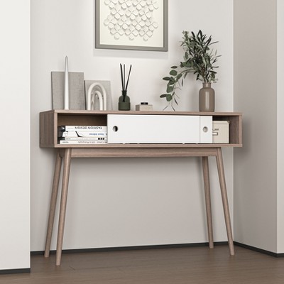 CAVINAS Console Table with 2 Carved Panel Drawers,Entryway Table with Storage Space and Wood Legs,Console Table for Living Room