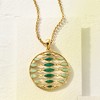 Ross-Simons Italian Green Enamel Open-Space Circle Necklace in 18kt Gold Over Sterling Size 18 - 3 of 4
